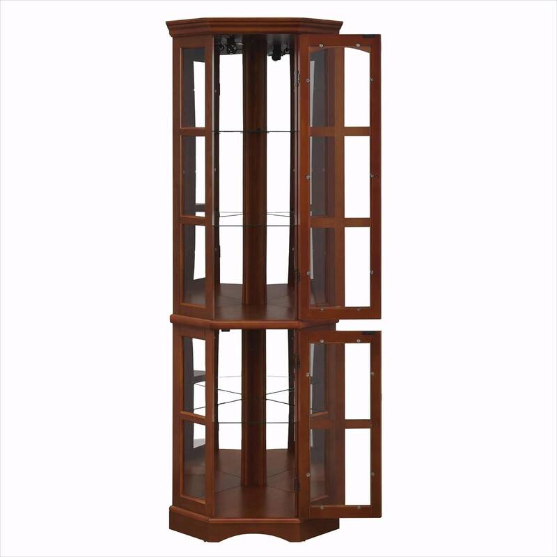 Corner Curio Cabinet with 5 Shelves and Built-in Lighting