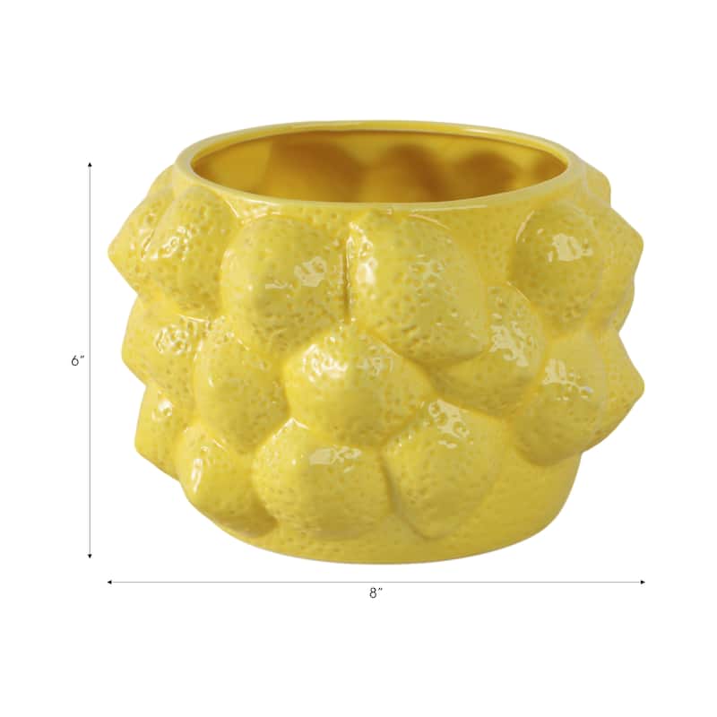 Textured Stoneware Ceramic Planter with Sculpted Bulbous Design