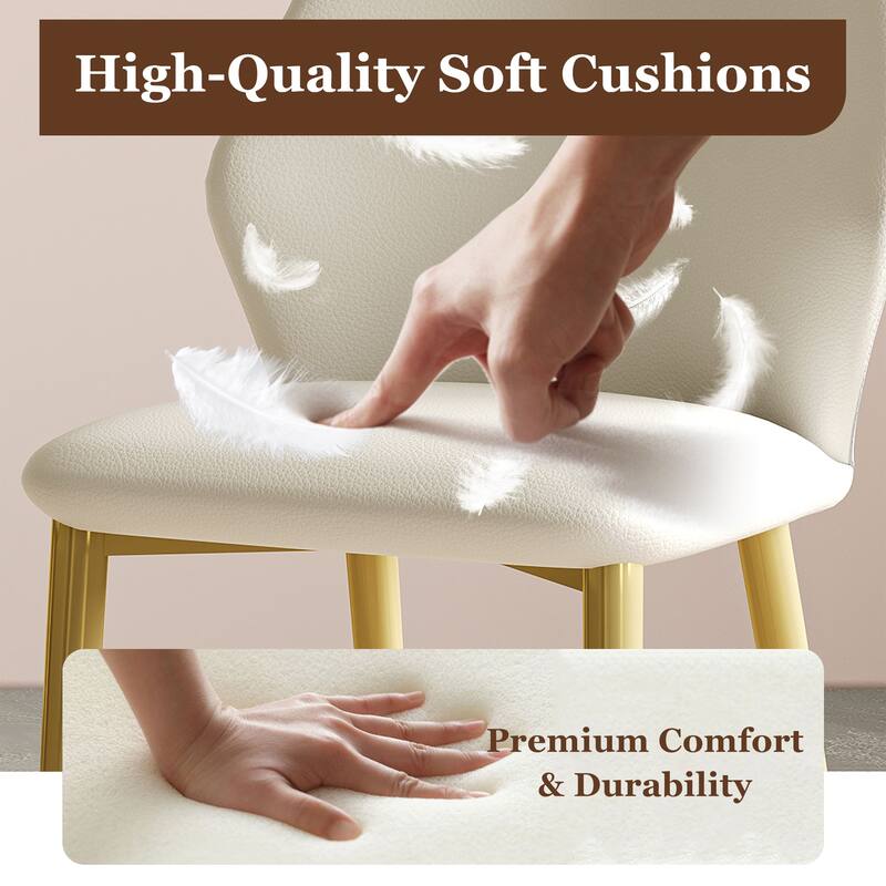 2-Piece Kitchen Dining Chairs Set with PU Leather Seats & Steel Legs, Ergonomic Backrests for Dining Room, Living Room