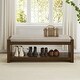 preview thumbnail 9 of 20, 47" Accent Bench with Lower Shelf Shoe Rack, Padded Seating Bench, Bed End Bench with Storage, Removable Cushion Khaki