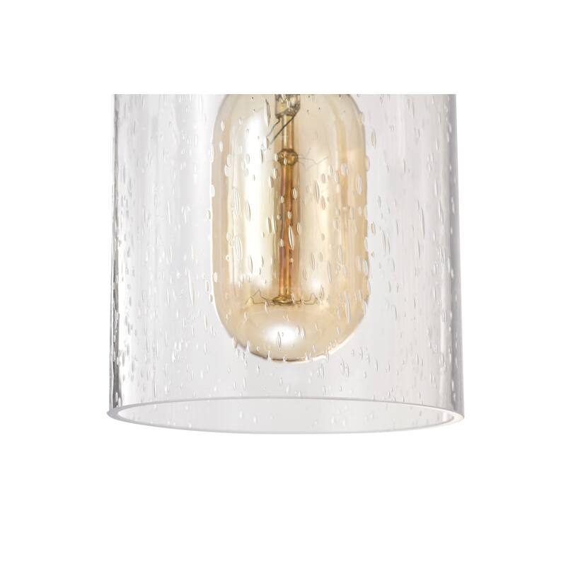 5-Light Matte Black and Gold Rectangular Kitchen Island Light with Glass Shades