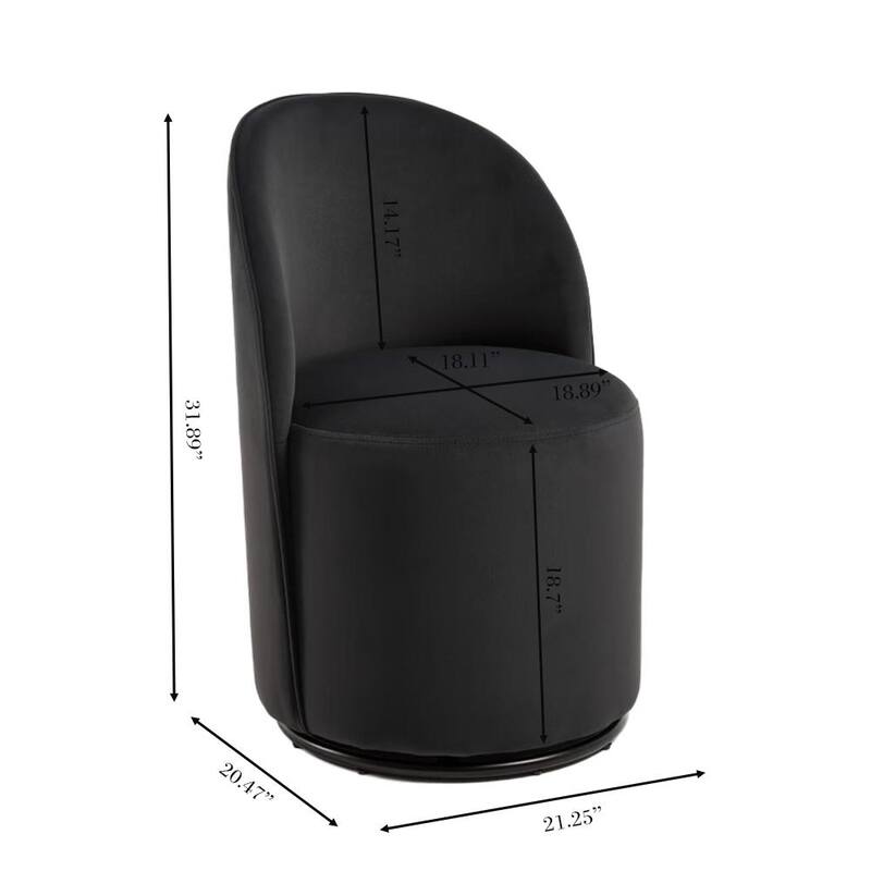 Upholstered Kitchen & Dining Room Barrel Chair, 360 Degree Swivel Comfy Armless Accent Makeup Vanity Side Chair