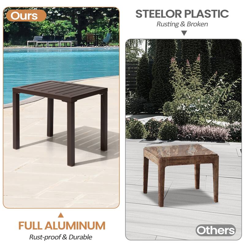 VredHom Outdoor Aluminum Patio Side Table - 18.1 in L * 13.8 in W * 15.7 in H