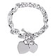 preview thumbnail 3 of 4, Miadora Sterling Silver Double Heart Link Charm Bracelet - 7.5 in x 46.5 mm - 7.5 in x 46.5 mm