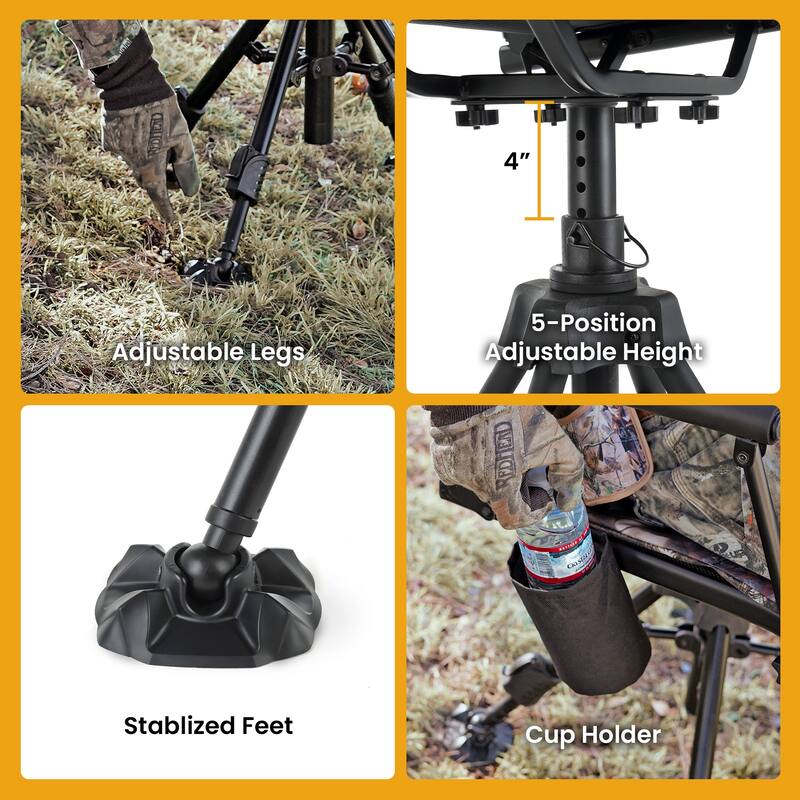 Arrowhead KKS0347U Wide Folding Hunting Swivel Blind Chair