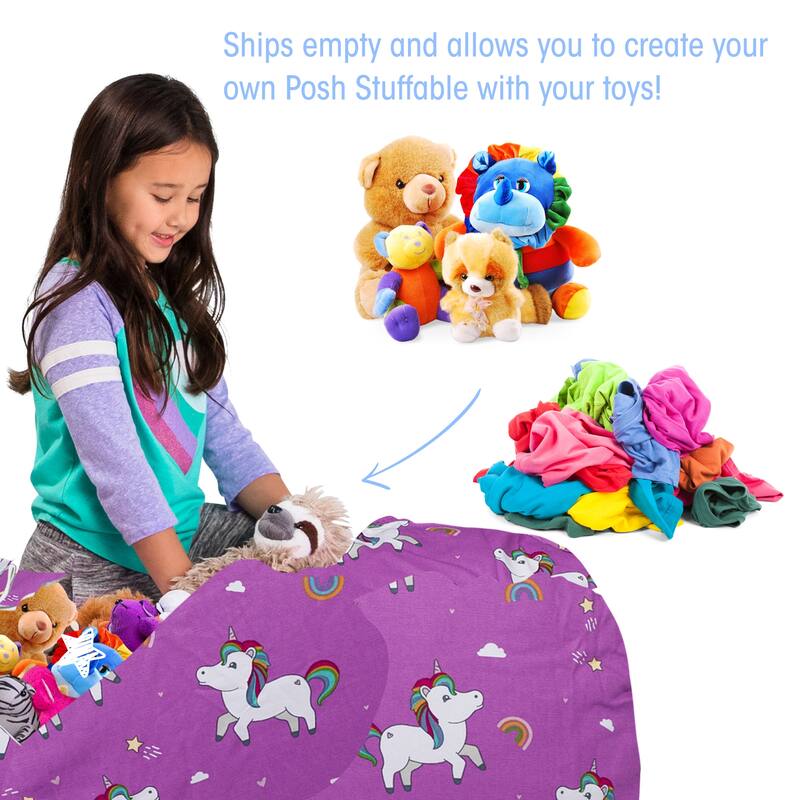 Kids Bean Bag Chair Cover Stuffed Animal Storage or Toy Organizer