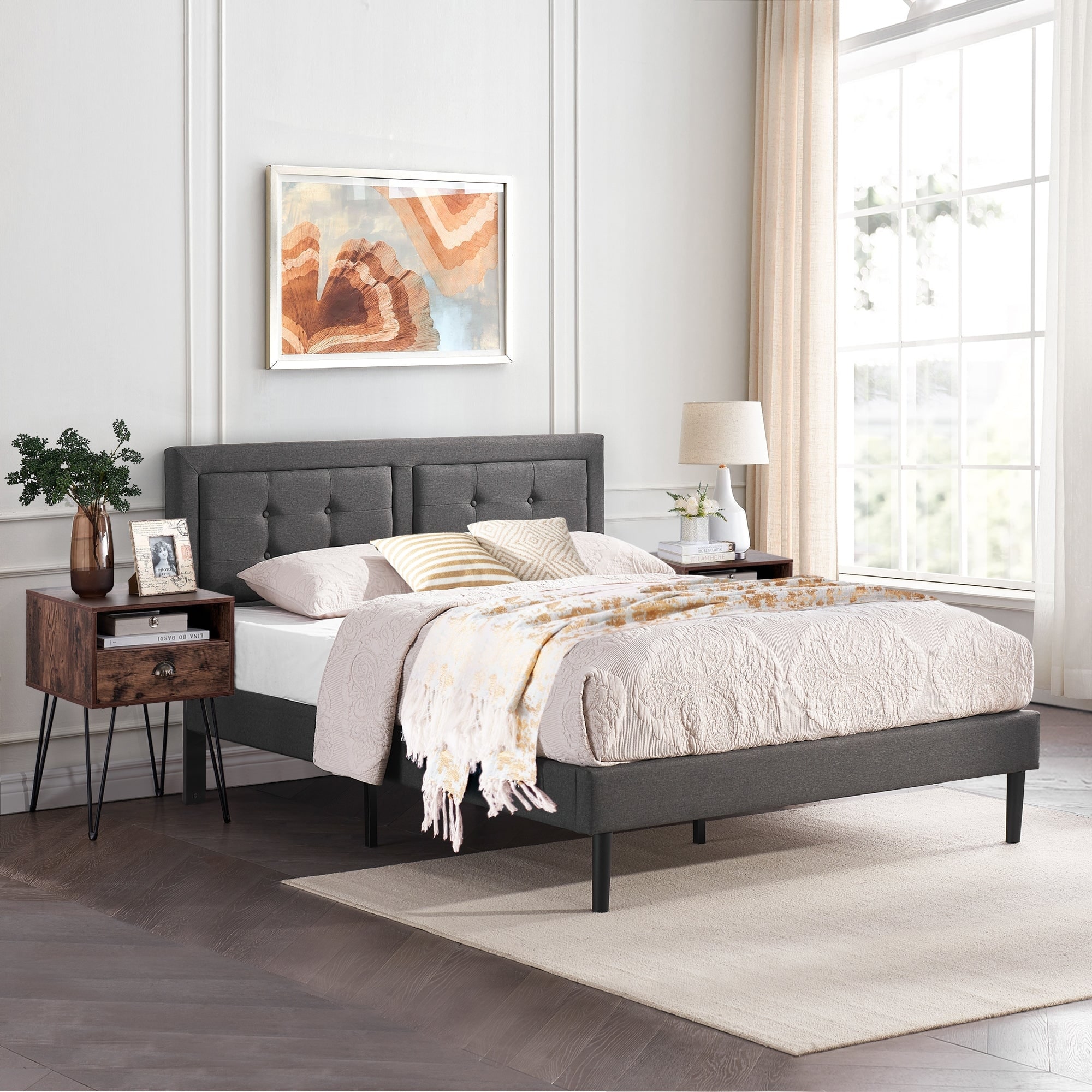 Lina upholstered platform bed cheap