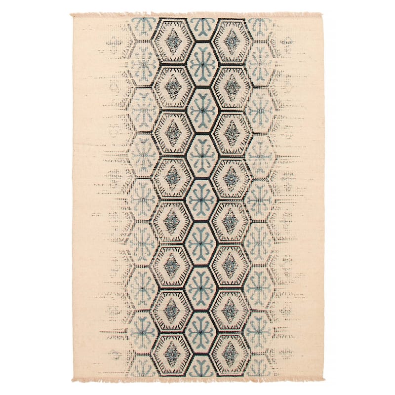 Ankara Cream Kilim 5'2" x 7'6" - 5'2 x 7'6 - Cream - 5'2 x 7'6