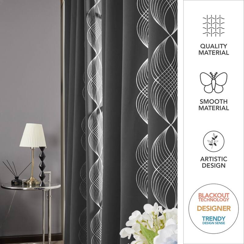 Deconovo Blackout Silver Wave Curtains(2 Panel)
