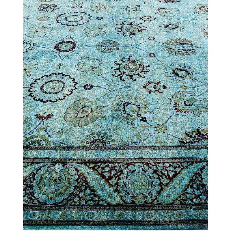Overdyed, One-of-a-Kind Hand-Knotted Area Rug - Blue - 8' 1" x 15' 4"