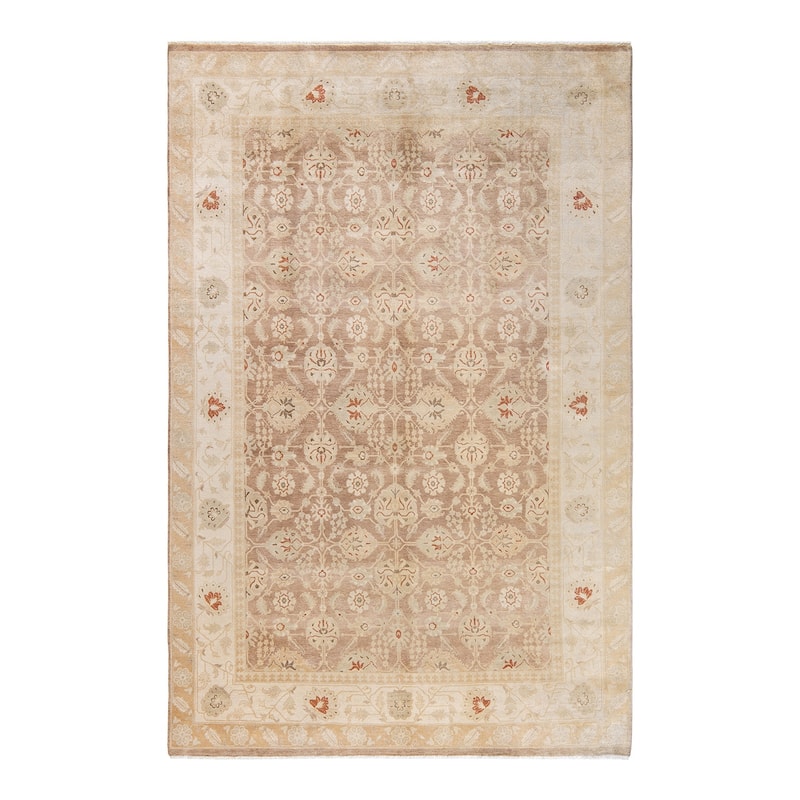 Overton Hand Knotted Wool Traditional Oriental Brown Area Rug - 5' x 8' - Walnut - 5' x 8'