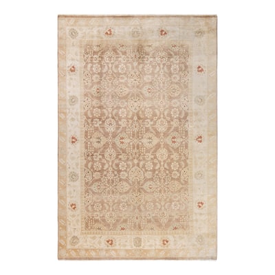 Overton Hand Knotted Wool Traditional Oriental Brown Area Rug - 5' x 8'