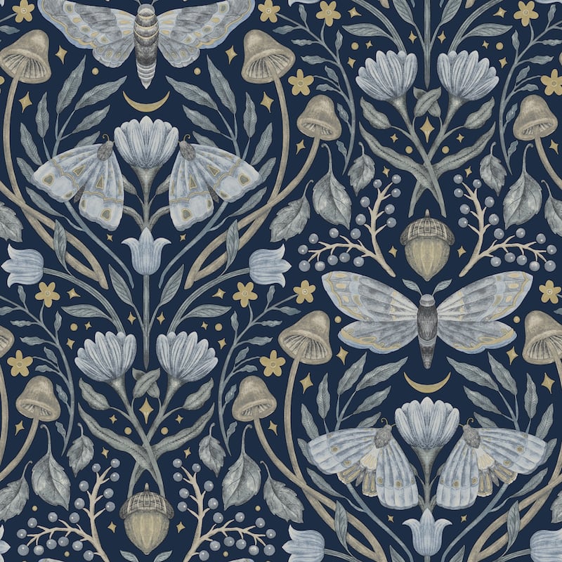 Chesapeake Mystic Moth Navy Forest Magic Wallpaper