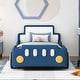 preview thumbnail 12 of 19, Twin Size Car Bed with Wheels Kid Platform Bed Safety Guaranteed PU Leather Upholstered Toddler Bed