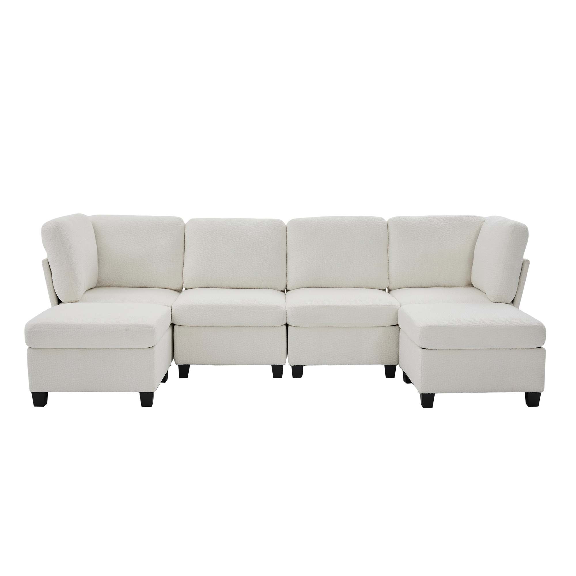 113.39" Modular U Shaped Sectional Sofa, 6 Seater Oversized Convertible Sleeper Couches with 2 Ottomans and Storage Seat