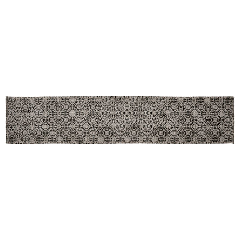 Custom House Black Tan Jacquard Runner 12x36