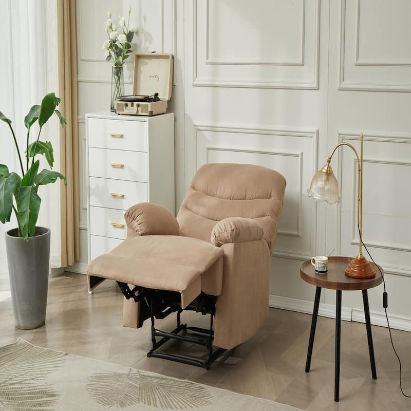 Mocha Manual Recliner Chair, Pillow Arms for Bedroom Living