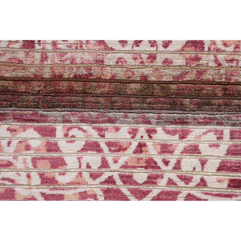 Striped / Modern Abstract Accent Rug Hand-Knotted Wool Carpet - 2'8"x 4'10"