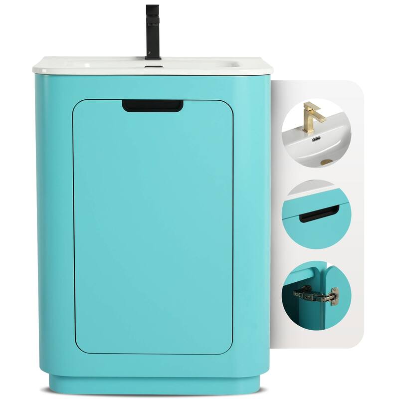 Fine Fixtures Shireplace Bathroom Vanity with Sink - 24 Inch - Tiffany Blue