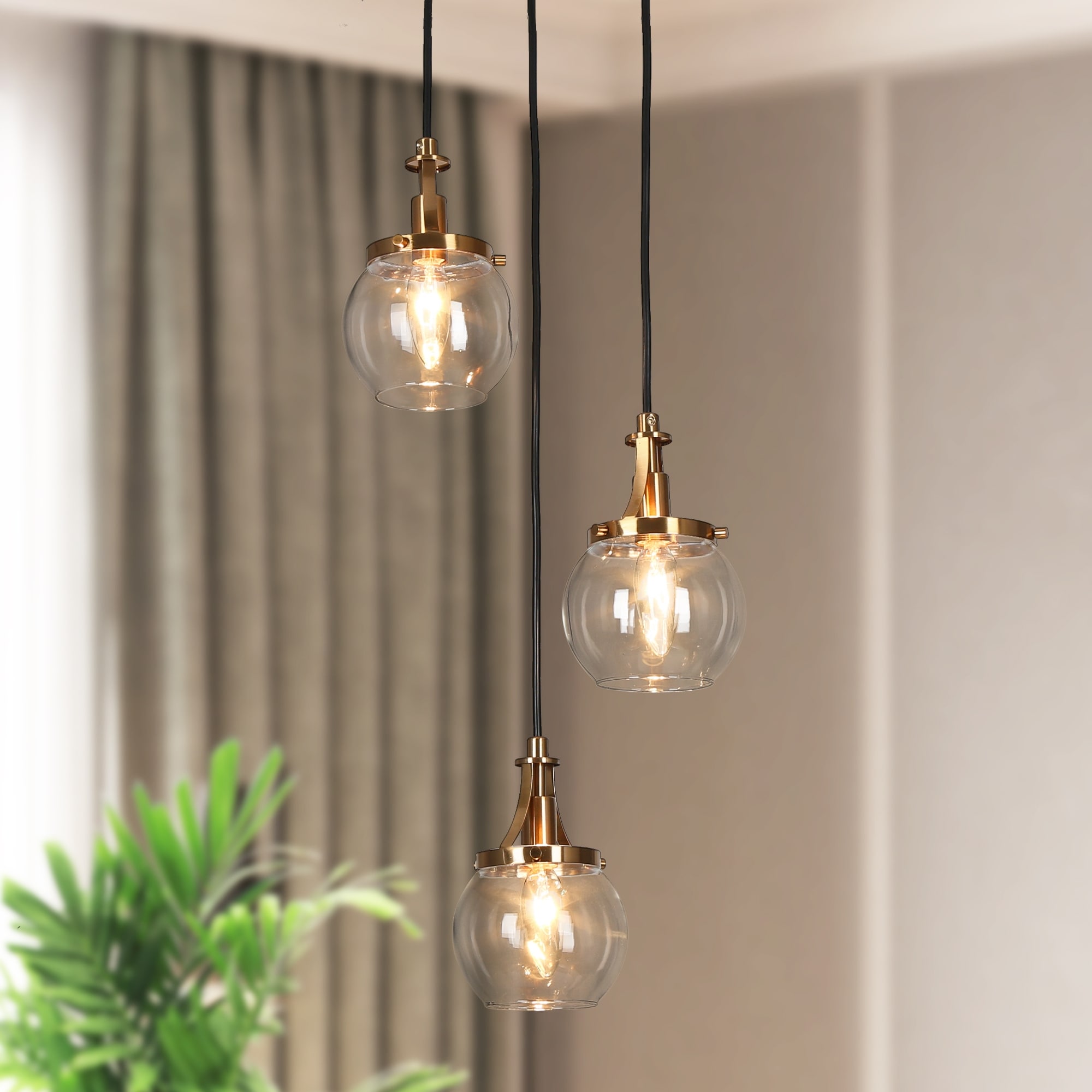 3 light glass globe pendant top