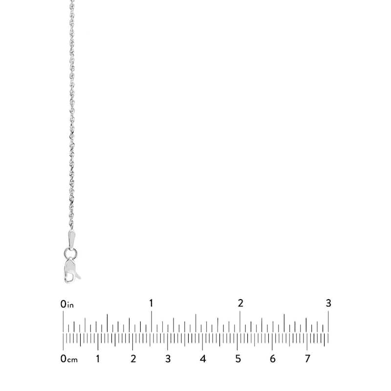 Curata 14k White Gold 1.56mm Diamond Cut Rope Chain Necklace (Lobster)
