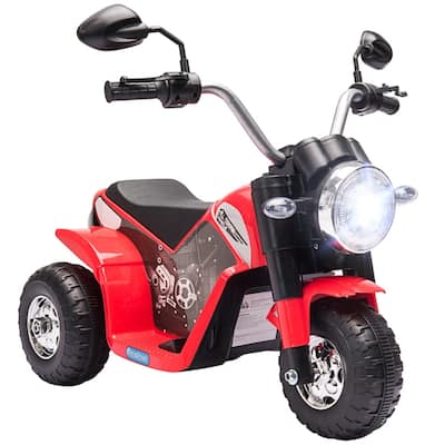 Red Kids Electric Motorcycle Ride-On with Rechargeable Battery and Working Headlights - 28.25"L x 22.5"W x 22"H