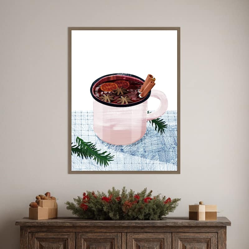 Mulled Wine by Goed Blauw (23 x 30 in.), Framed Canvas Wall Art Print - Sylvie Dark Gold