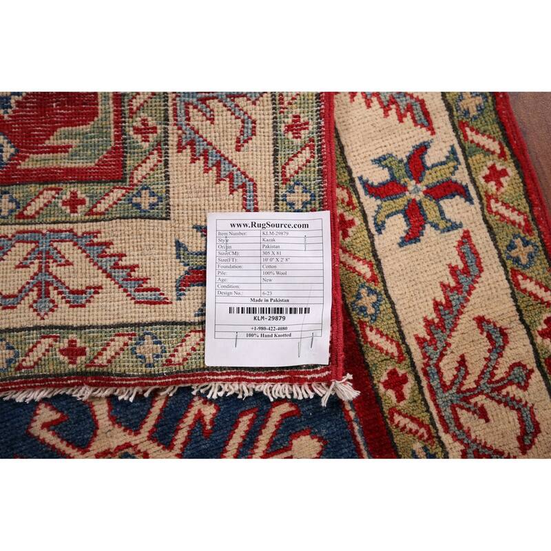 Kazak Oriental Runner Rug Handmade Wool Carpet - 2'8" x 10'0"