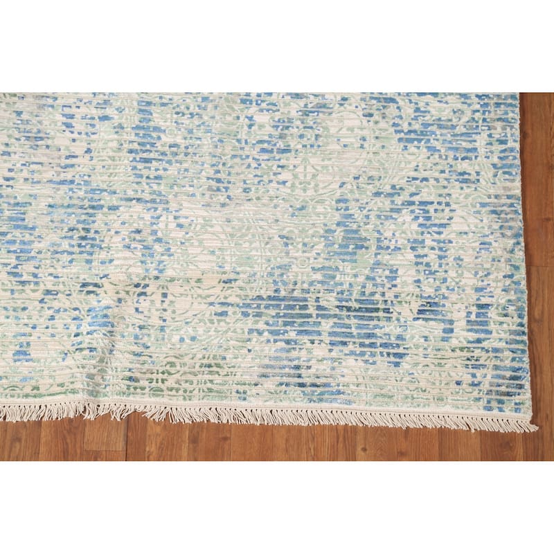 Striped Abstract Area Rug Hand-Knotted Wool Carpet - 5'7" x 7'6"