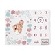preview thumbnail 1 of 4, Floral Rose Flowers Girl Baby Monthly Milestone Blanket - Blush Pink Teal Aqua Blue Grey Pop Flower Boho Shabby Chic Watercolor