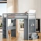 preview thumbnail 1 of 12, Twin Size Loft Bed With Large Shelves, Writing Desk And Led Light, Maximum Storage Space Grey