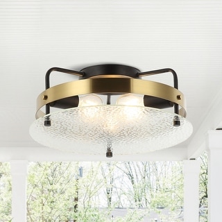 Modern 3-Light Brushed Gold Flush Mount Ceiling Light with Glass Shade ...