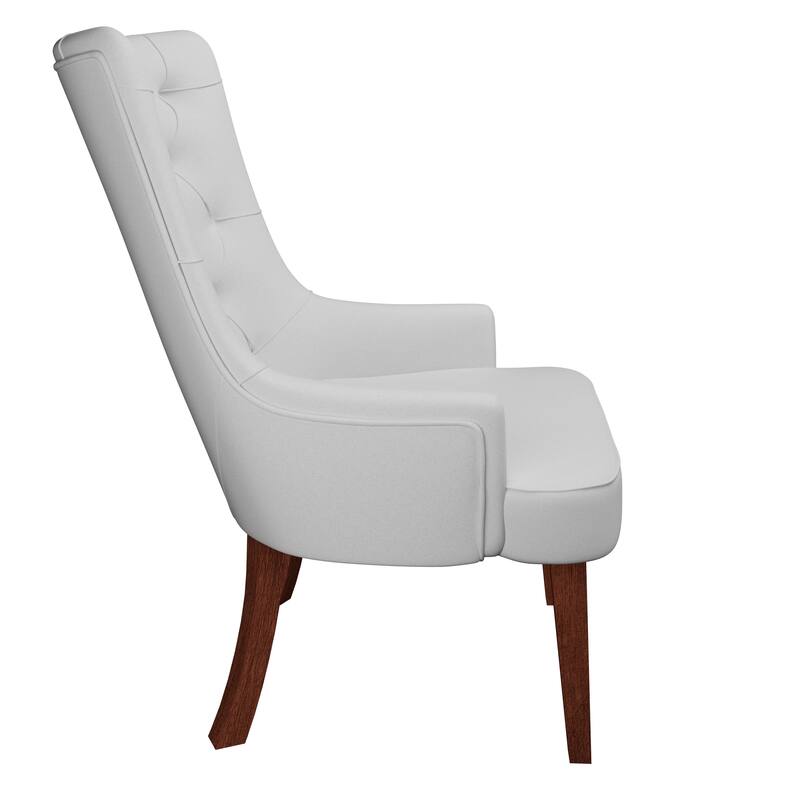 Dining Chair in Leather/Velvet Diamond-Tufted with Rubberwood Legs Set of 2
