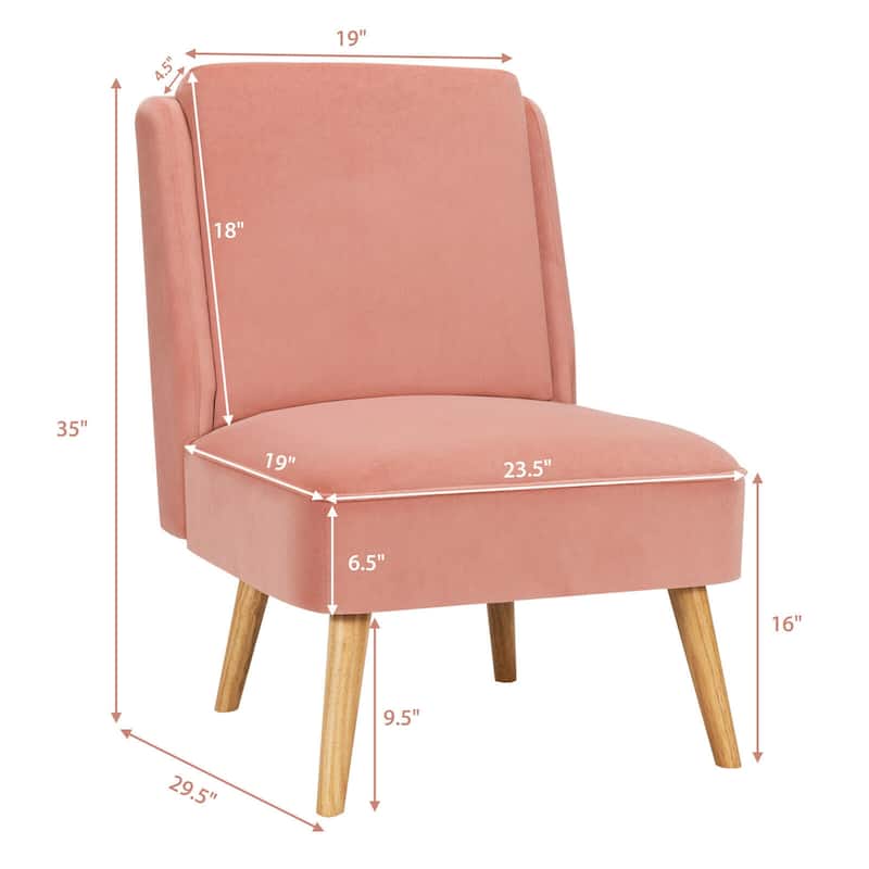 Gymax 2PCS Velvet Accent Chair Single Sofa Chair Leisure Chair with - 19'' x 23.5'' x 16''
