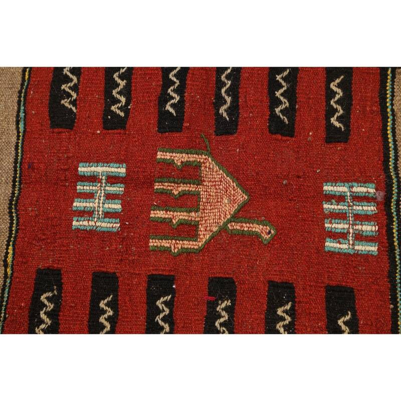 Tribal Sumak Kilim Persian Kitchen Size Area Rug Wool FlatWoven 3'4" x 5'11" Bed Bath