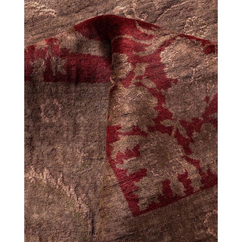 Overton Hand Knotted Wool Vintage Inspired Modern Contemporary Overdyed Red Area Rug - 8' 1" x 10' 0"