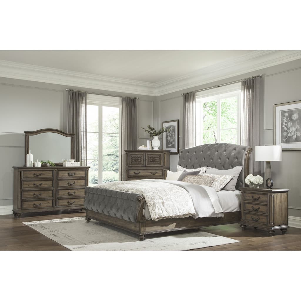 Luxury Bedroom Furniture 5pc Set Traditional Style Vintage Finish