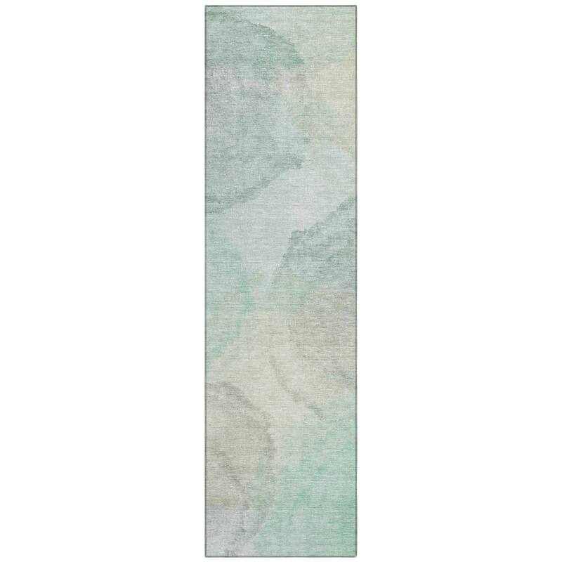Machine Washable Indoor/ Outdoor Abstract Muted Chantille Rug
