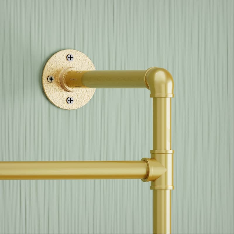 Industrial Pipe Clothes Rack Garment Stand for Walk-in Wardrobe with Shelves
