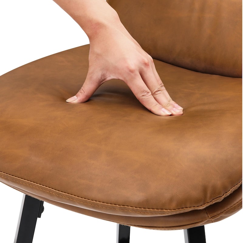 Upholstered Faux Leather Bar Stools with Back and Metal Legs Set of 2/3/4, 26" H Seat Height, 360° Swivel Bar Stools Brown