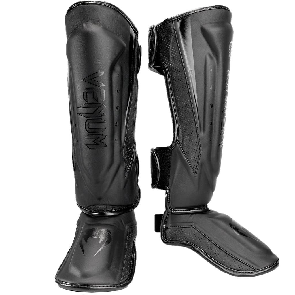 Venum Elite Evo Protective Shin Instep Guards - Black/Black