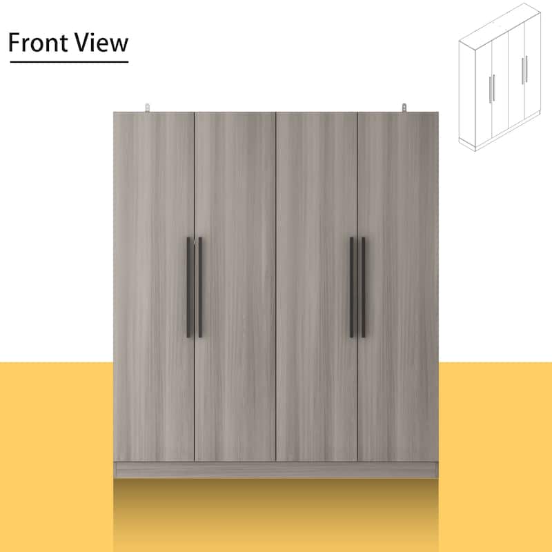 Modern Freestanding Solid Wood Wardrobe Closet With Storage Shelves