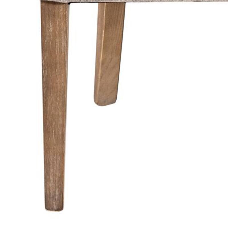 Cly Dining Side Chair Set of 2, Light Gray Fabric, Brown Solid Wood