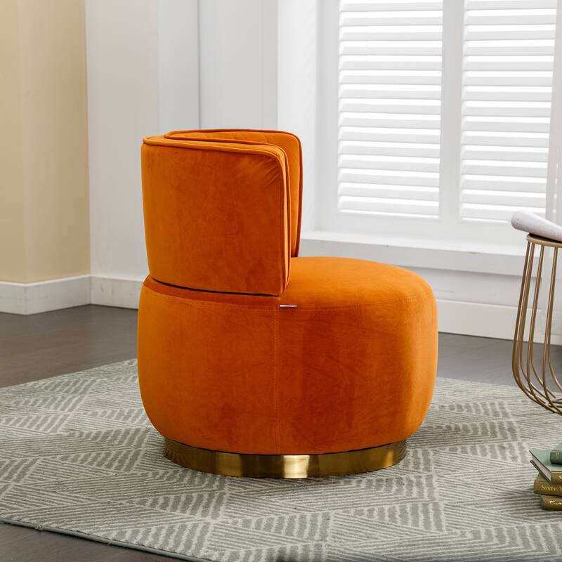 Orange Modern 25.2" Upholstered 360° Swivel Barrel Chair with Wide Upholstered and Sturdy Hardwood Frame