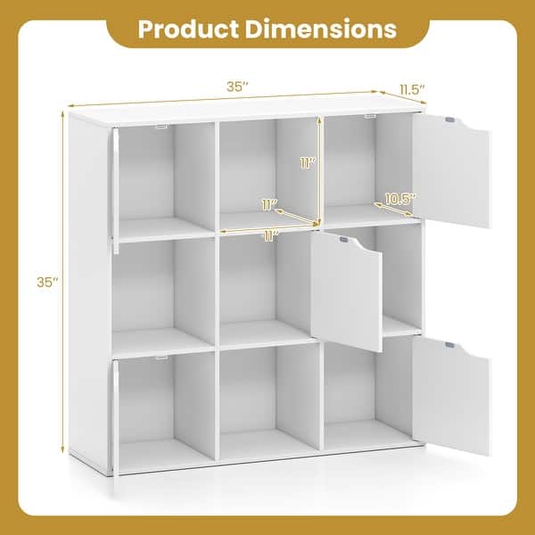 Gymax 9-Cube Storage Organizer w/ 5 Doors Wooden Storage Cabinet & - See Details