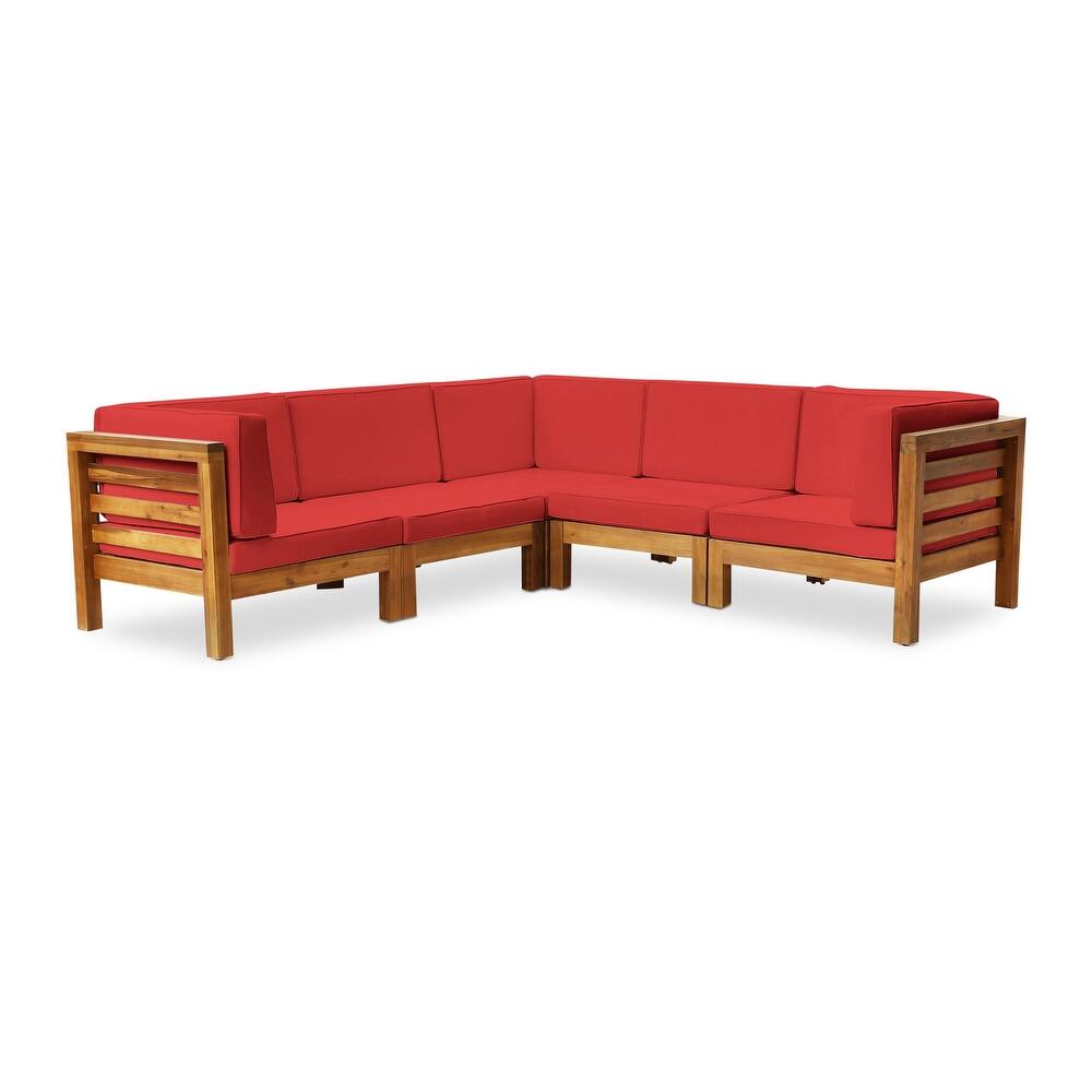 Oana Outdoor 5-seat Acacia Sectional Set by Christopher Knight Home