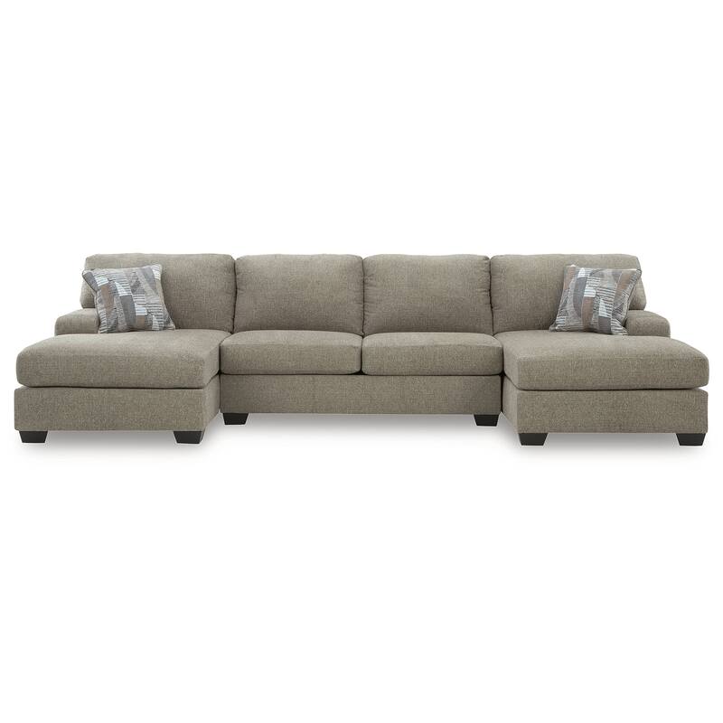 Signature Design by Ashley Newellen Light Brown 3-Piece Sleeper Sectional with Double Chaise - 142" W x 61" D x 39" H