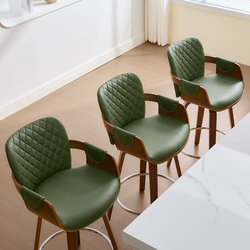 26-Inch Upholstered Swivel Counter Height Bar Stool with Armrests - 36.6"H x19.5"W x 21.3"D