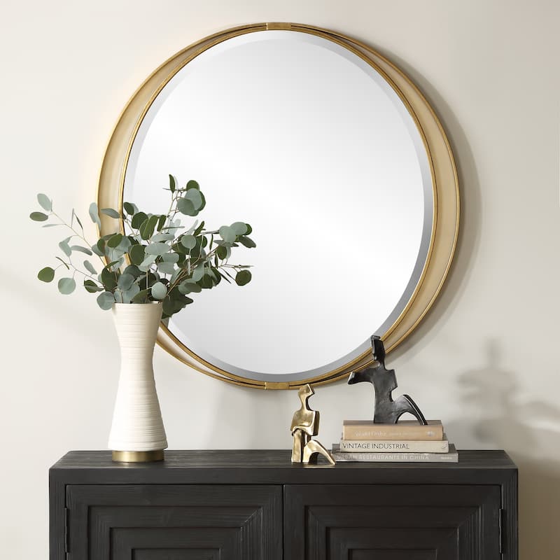 Uttermost Rhodes Gold Round Mirror - 36'' H X 36'' W X 1.25'' D