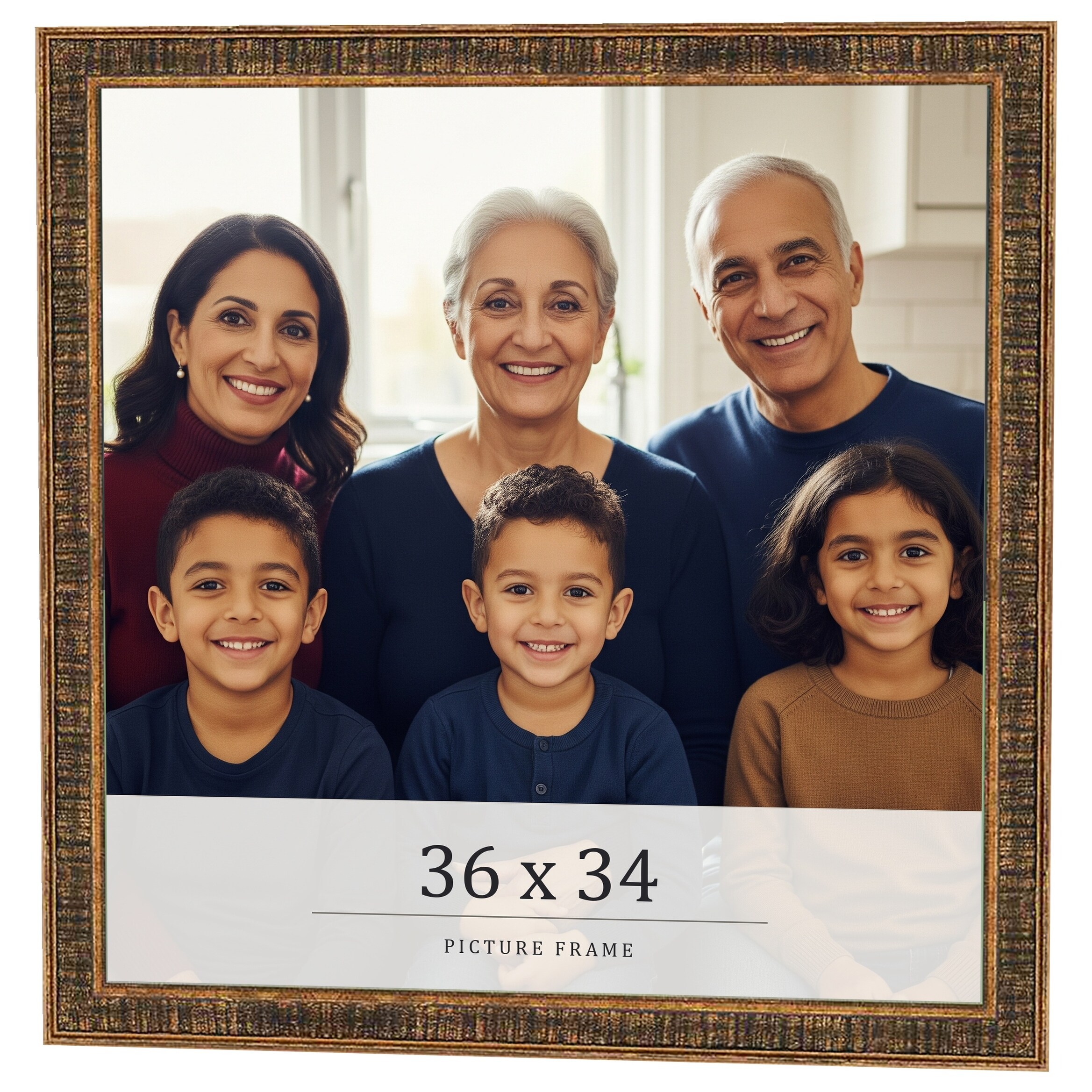 36x34 Frame Gold Kingsley Distressed Solid Wood Picture Frame Width